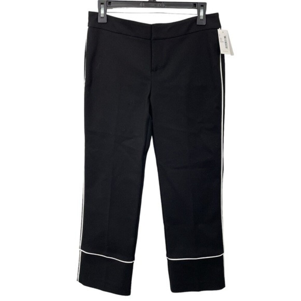 NWT Ecru Black Cropped Pants with White Piping Size 2